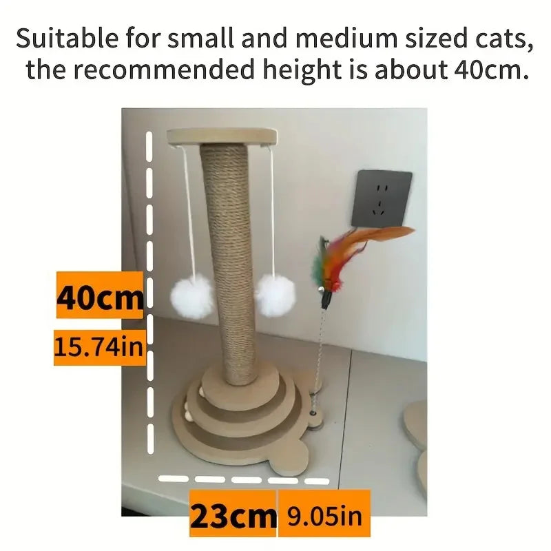 Cat Scratching Posts & Climbing Frames Pest-Resistant Wear-Resistant Sisal Pets Toys with Teaser Wands Cat Scratcher Turntable