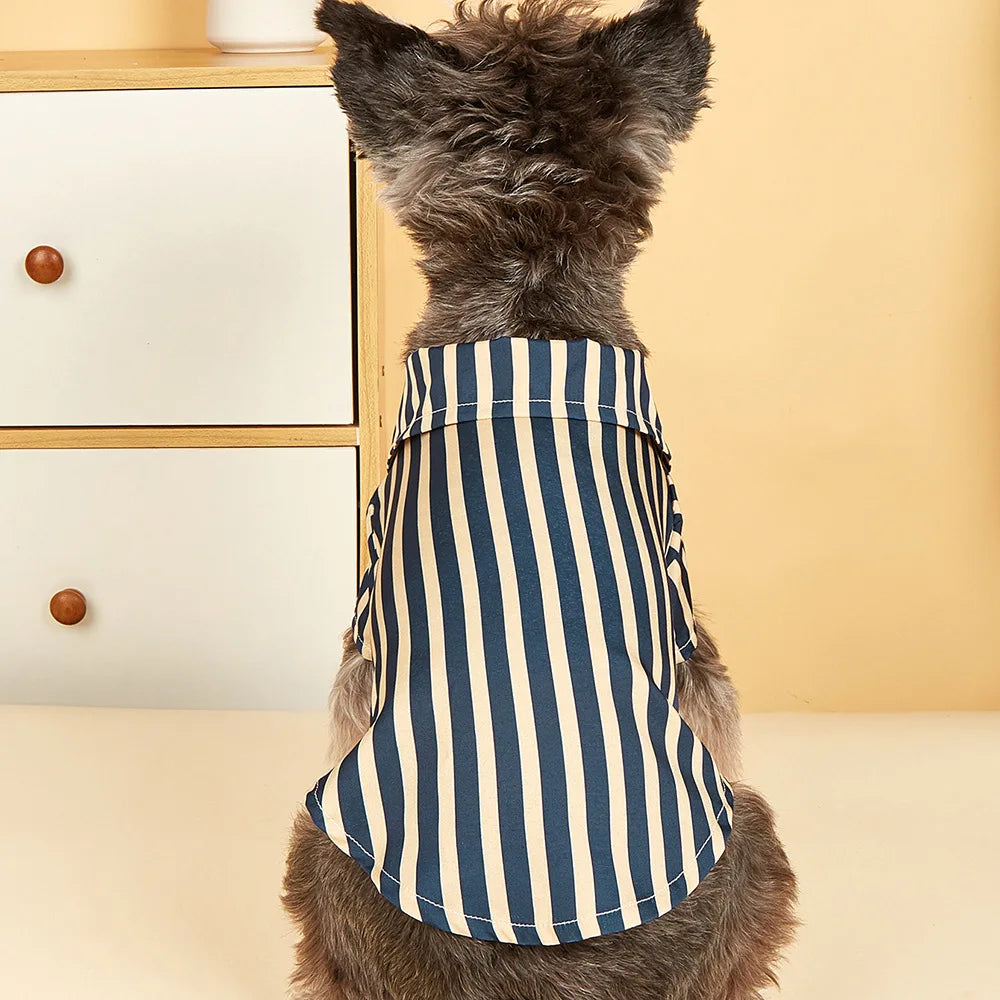 Dog T-Shirt Spring Summer Cat New Striped Polo Shirt Ins Style Dog Clothes Kitty Clothing Wholesale Pet Clothes Wholesale