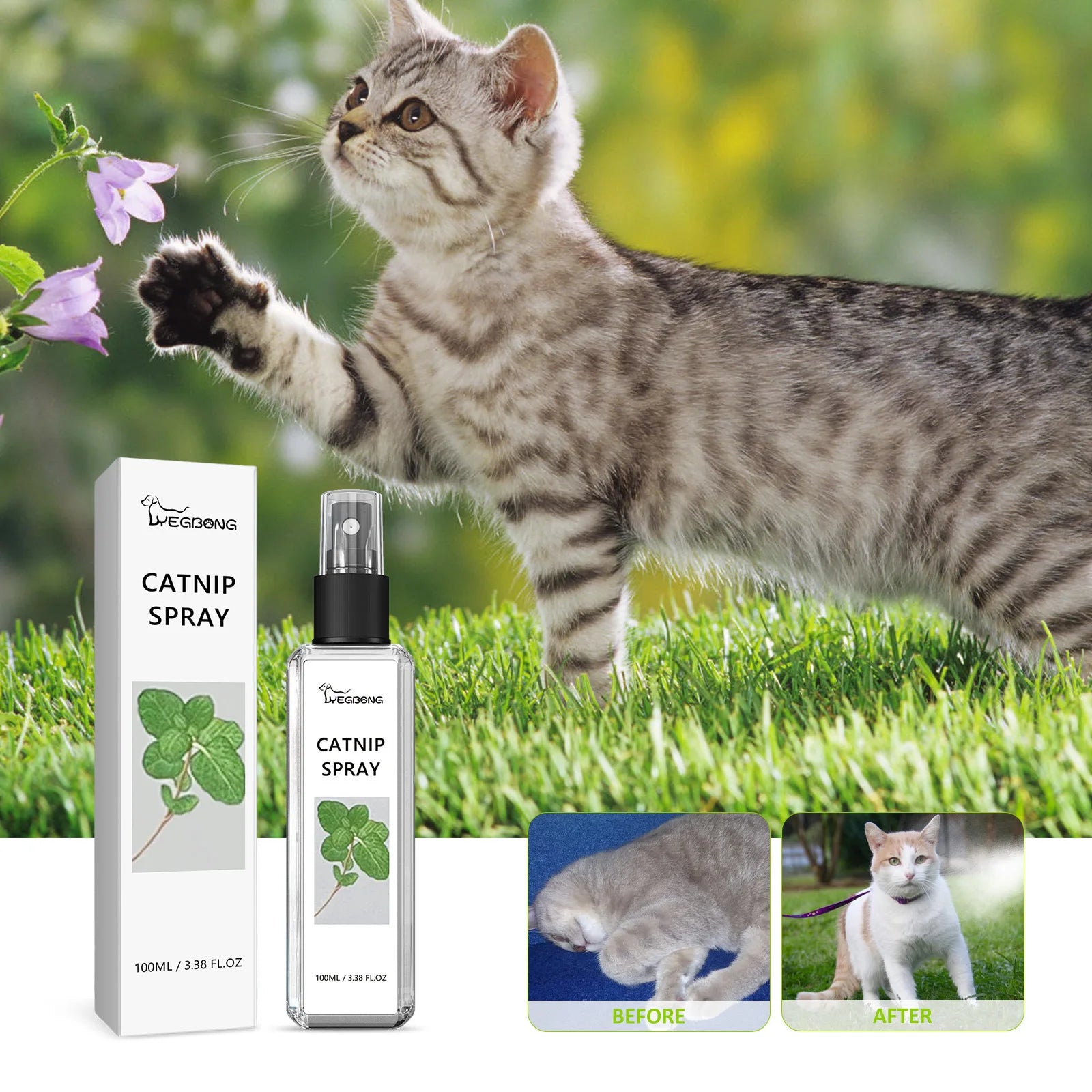 Catnip Spray for Cats with Pet Mint Mist Healthy Ingredients Scratching Pad Inducer Excite Entertain Soothing Training Repellent