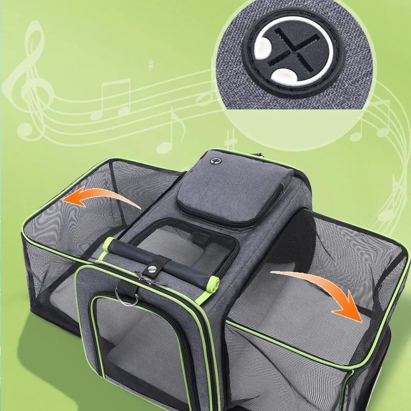 Cat Bag Foldable Large Capacity Cat Outdoor Car Expansion Portable Pet Handbag Breathable Diagonal Cross Bag for Cats and Dogs