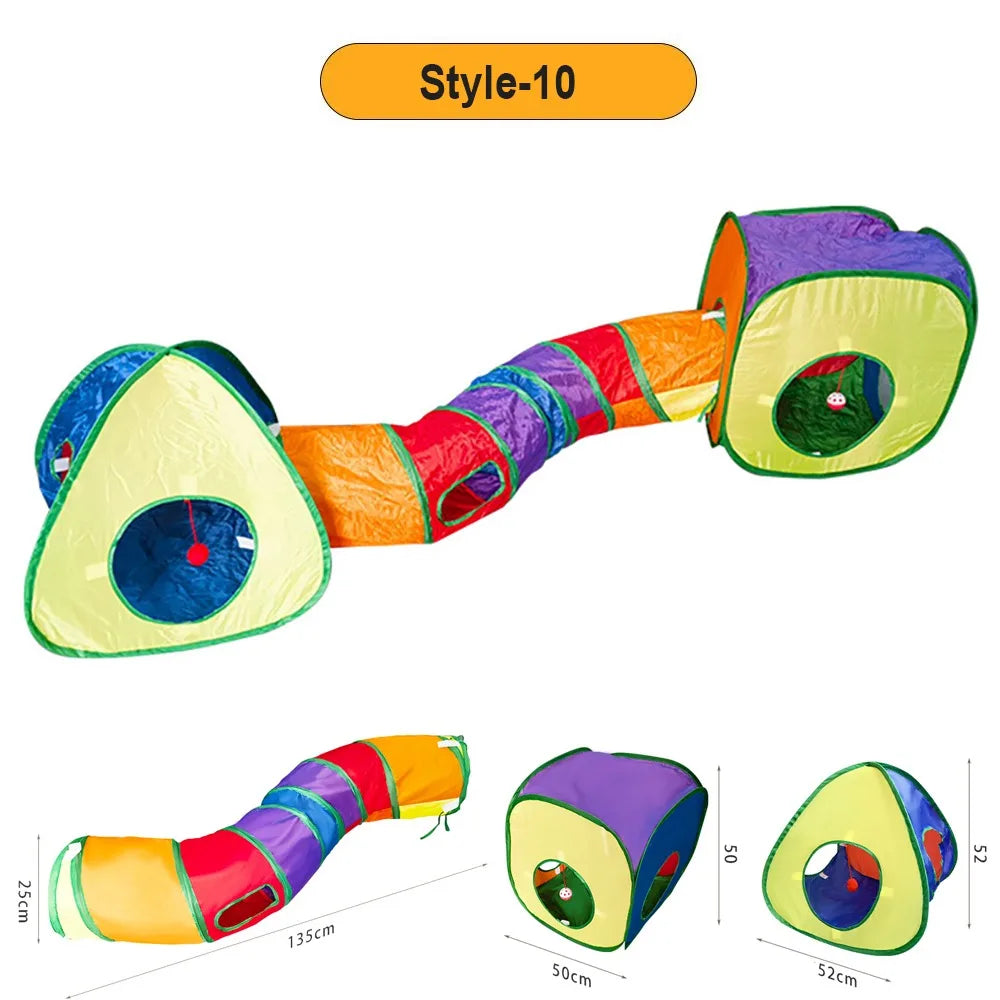 Foldable Cat Tunnel Tube Collapsible Cat Nest Pet Training Interactive Fun Play Toy Rabbit Guinea Pig Tent Maze Tunnel