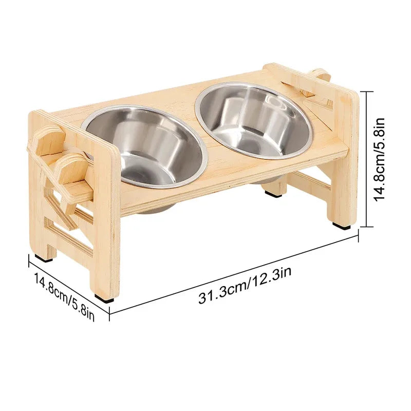 Elevated Pet Feeder Stand with 2 Stainless Steel Bowls Adjustable Tilted Design for Cats Dogs Neck Protection Easy Clean Feeding