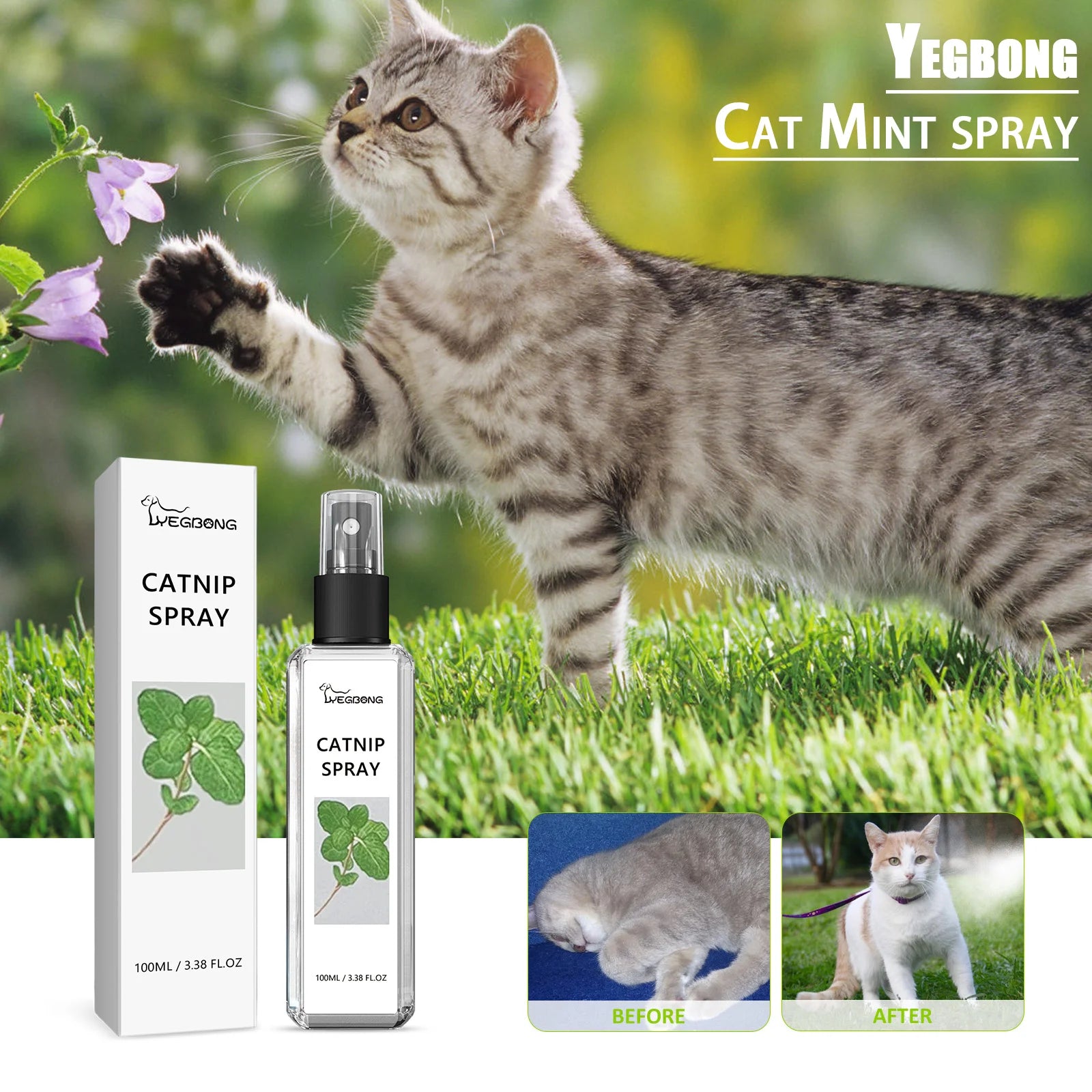 Catnip Spray for Cats with Pet Mint Mist Healthy Ingredients Scratching Pad Inducer Excite Entertain Soothing Training Repellent