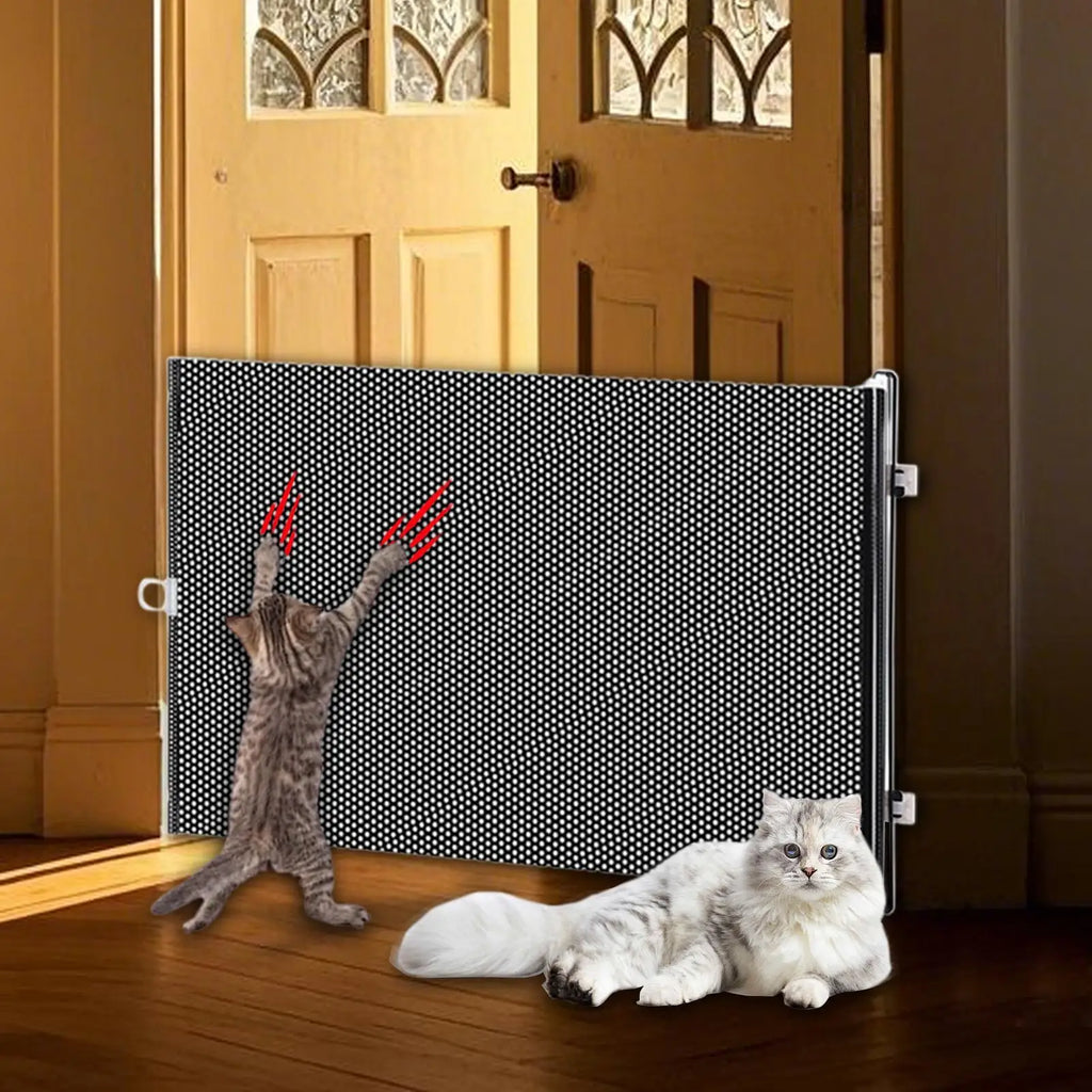 Expandable Cat and Dog Safety Gate Retractable Pet Gate, Portable Stair and Hallway Gate Prevents Babies DogsCats from Crossing