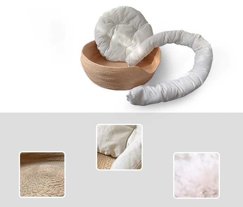 HOOPET Four Seasons Pet Bed Kennel for Cat Puppy Dog Beds Sofa Handmade Bamboo Weaving Cat Cozy Nest Pet Accessories