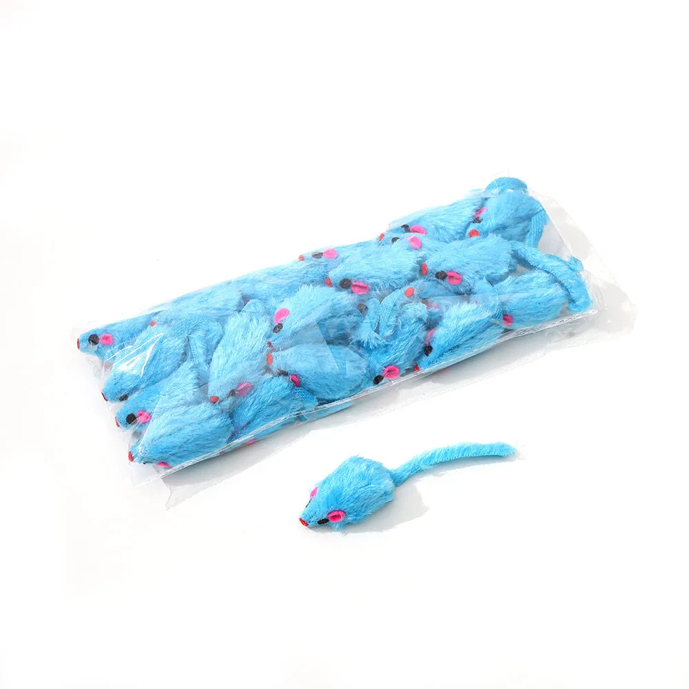 24pcs/pack Pet Cat Mouse Toys Simulation Plush Mouse Toys for Cat Interactive Game Playing Kitten Pet Supplies Random Color