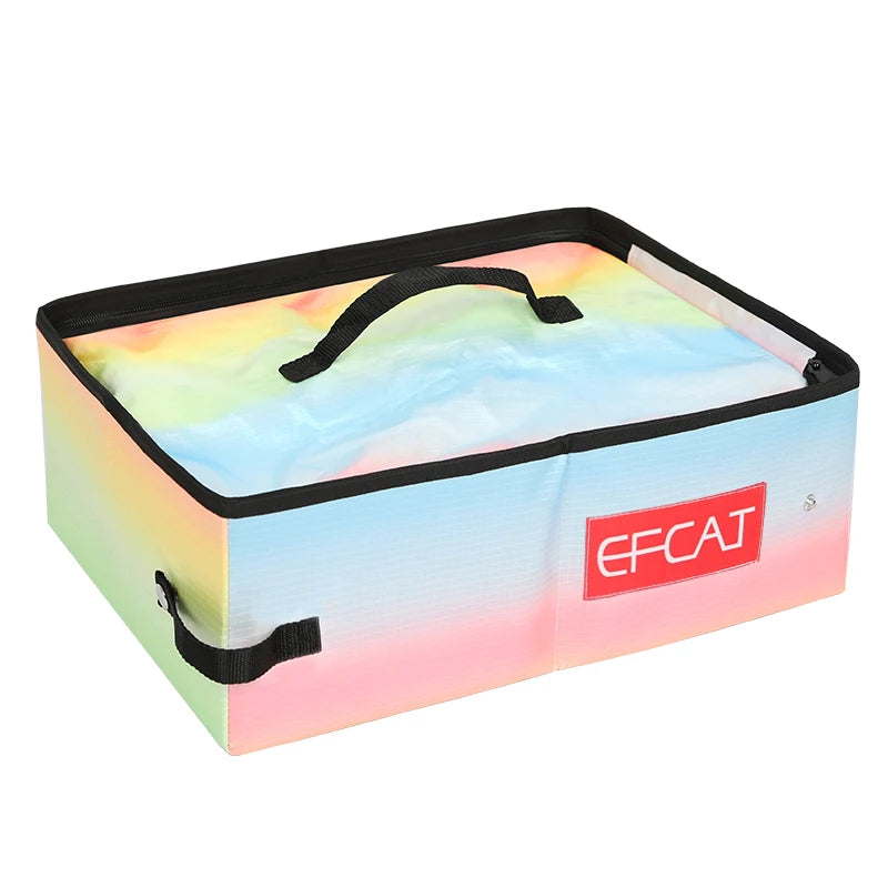 EFCAT Portable Cat Simple Litter Box With Cover Foldable Waterproof Large Size Outdoor Pet Kitten Travel Toilet