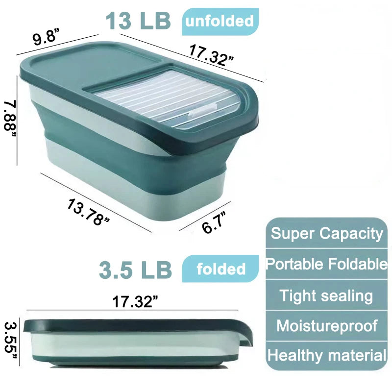 Collapsible Cat Dog Food Storage Container with Lid Folding Pet Food Container Airtight Sealing Box Kitchen Grain Storage Boxes