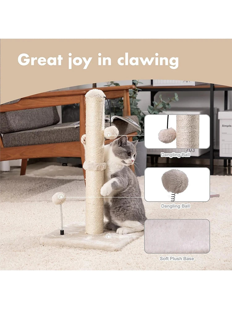 Cat Scratching Post Premium Basics Kitten Scratcher Sisal Scratch Posts with Hanging Ball