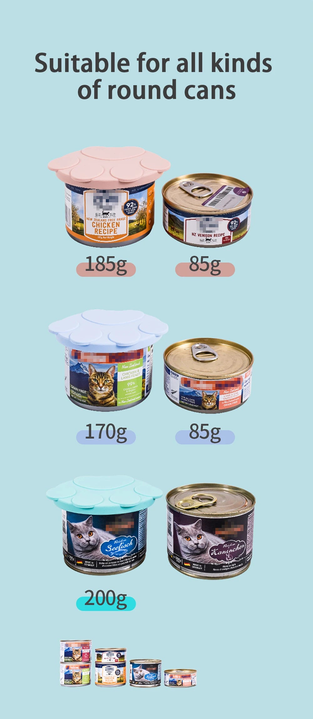 Cute Cat Paw Can Storage Cover Reusable Pet Food Cover Can Lid 2-in-1 Fresh-keeping Food Cover Spoon Tin Cans Food Accessories