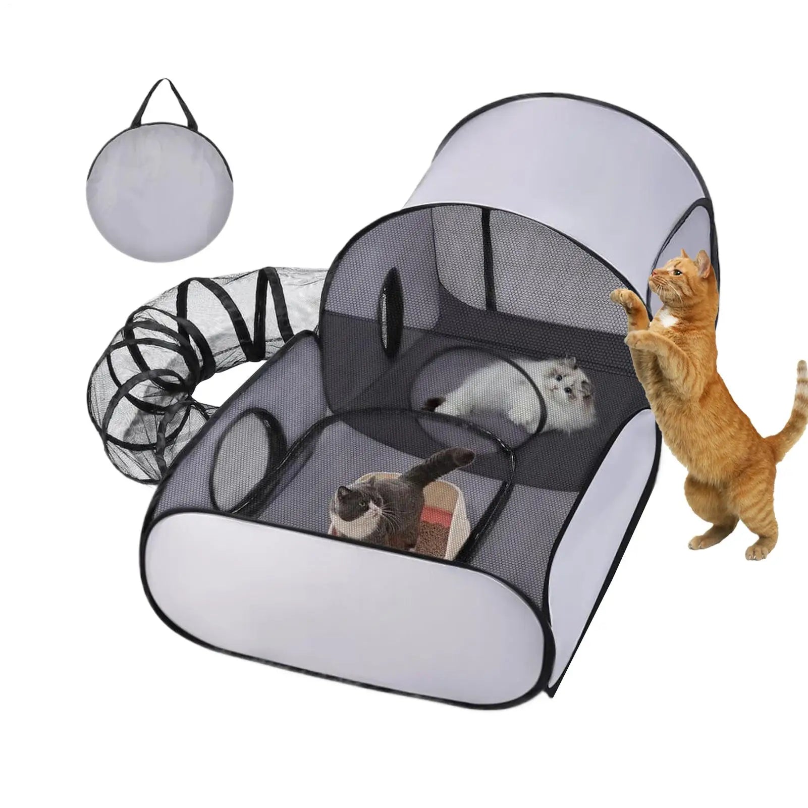 Cat Play Pen Dog Playpen Cat House Tent Foldable Enclosure Interactive Toys Tunnel Exercise Pet Supplies for Camping Outdoor