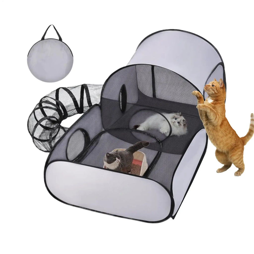 Cat Play Pen Dog Playpen Cat House Tent Foldable Enclosure Interactive Toys Tunnel Exercise Pet Supplies for Camping Outdoor