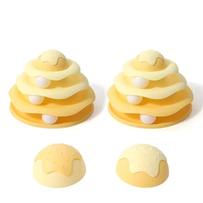Cat Track Toys Three Layer Turntable Educational Play Track Tower Cat Teaser Toy Indoor Cat Supply Cat Toy Cat Teasing Artifact