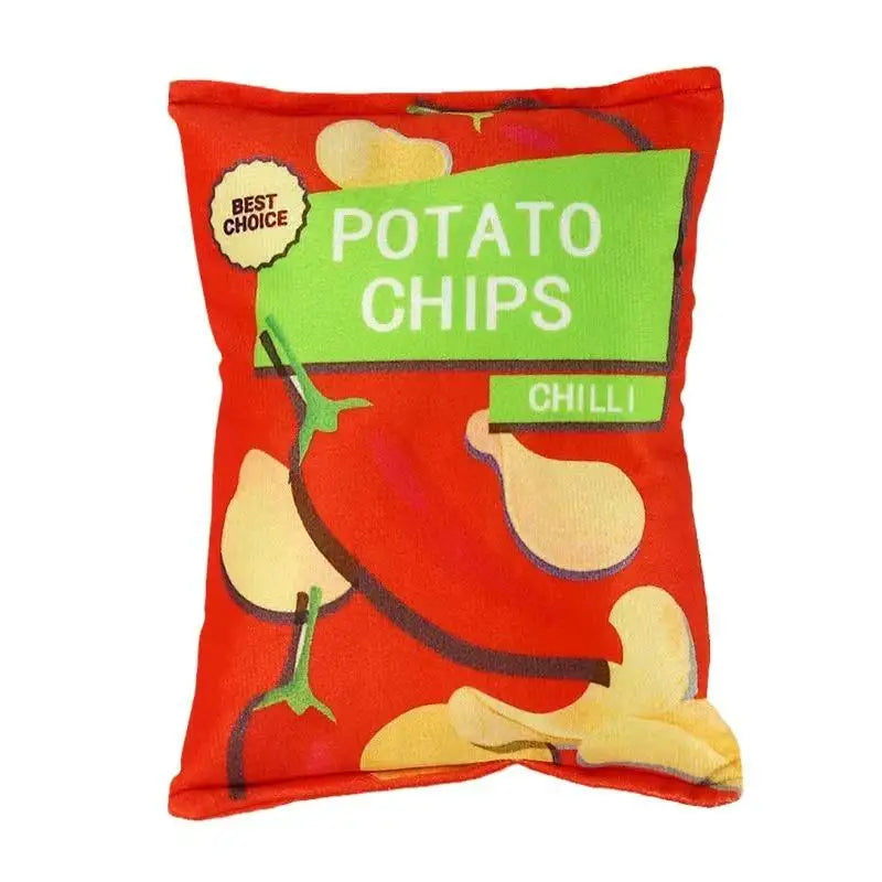 1pc Random Funny Chip Biscuit Bag Plush Dog Toy Pup's Favorite 'Snack' Fake Potato Chips Bag Toy for Dogs Pet Supplies