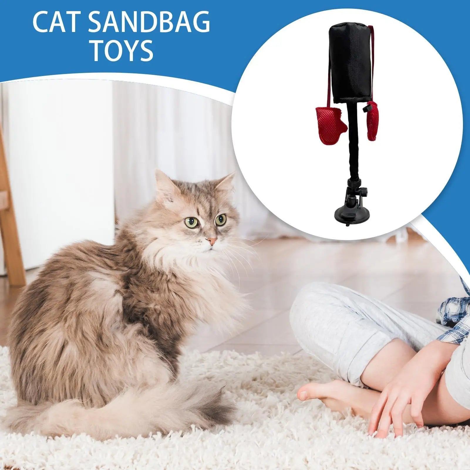 Cat Punching Bag Toy Interactive Kitten Play Toy with Suction Cup Pet Teasing Interactive Play Activity Fun Kitten Teaser  Toy