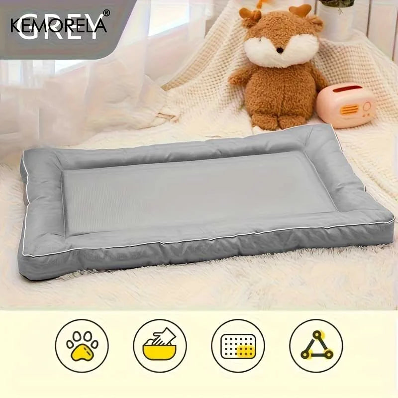 Extra Large Square Pet Bed Non-Slip Polyester Mat Cooling Design for Dogs & Cats Universal All-Season Use Multiple Color Options