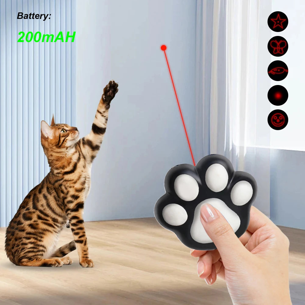 Cat Toys Laser Pointer with 5 Adjustable Patterns USB Rechargeable Training Chaser Interactive Cat Dogs Pets Laser Toy Laser Pen