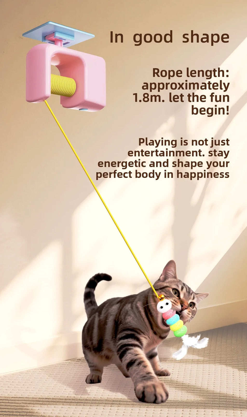 Funny Interactive with Cat Toys Pet Self-entertainment Electric Smart Cat Teaser Hanging Door Yo-Yo Balls Toy  Cats Supplies