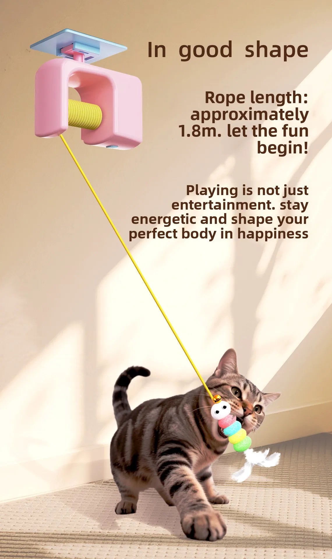 Funny Interactive with Cat Toys Pet Self-entertainment Electric Smart Cat Teaser Hanging Door Yo-Yo Balls Toy  Cats Supplies