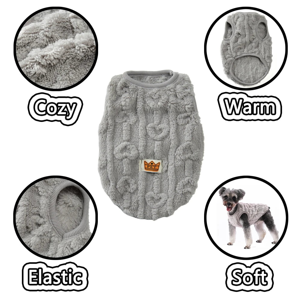 Fleece Warm Dog Cloth Sleeveless Soft Cozy Plush Vest Puppy Winter Overall for Small Medium Pet Sweatshirt  for Dog and Cat
