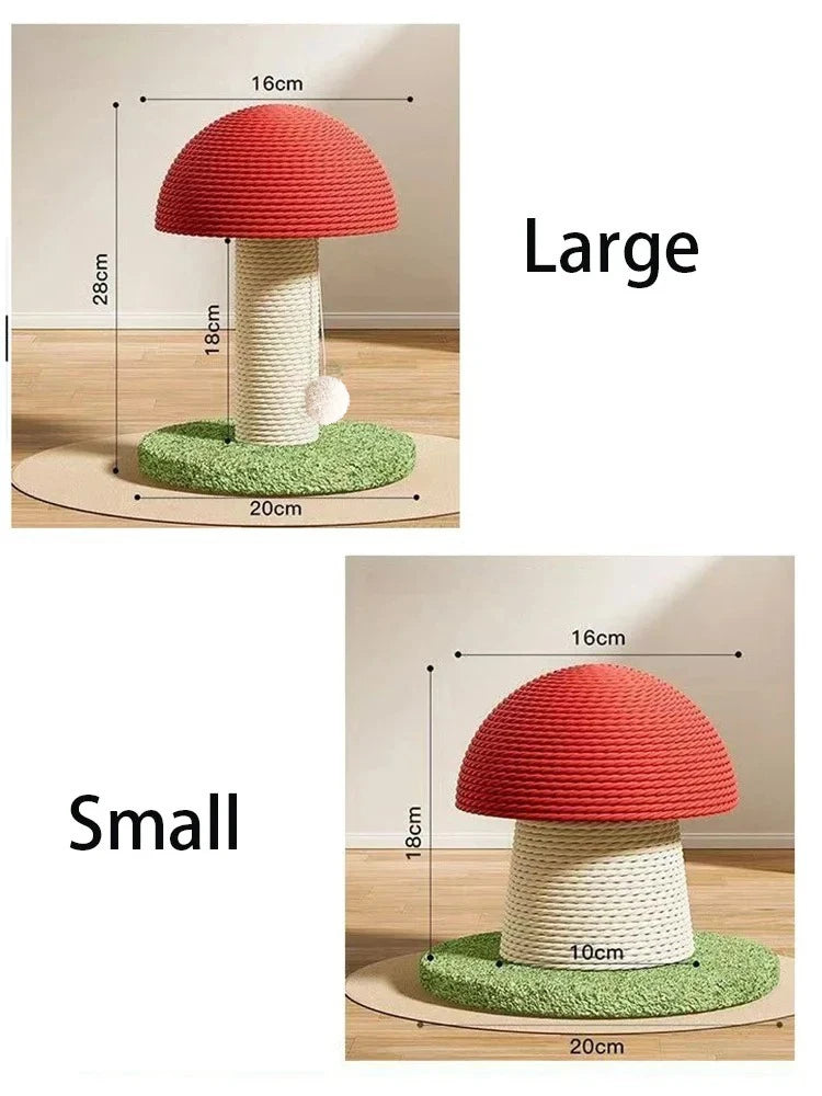 Cat Grab Column Cute Mushroom Shape Cat Scratching Post Sisal Material Wear-resisting Pets Toy Pet Training Supplies Accessories