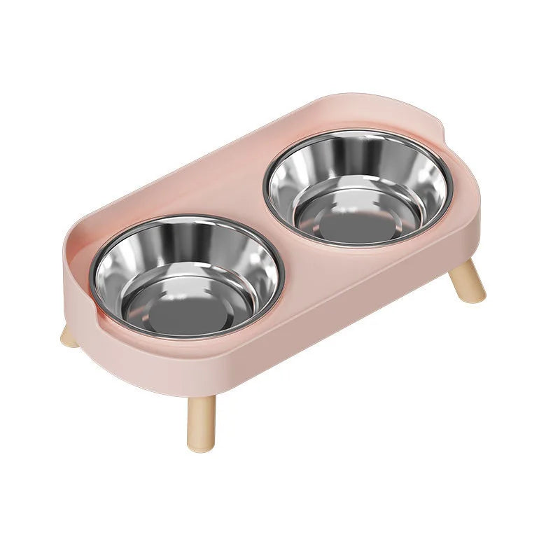 Cat Bowl Double Bowl Set - Anti-Spill Anti-Tip Pet Food Bowl & Water Bowl | Non-Slip Base Cute Cat Feeding Bowls Pet