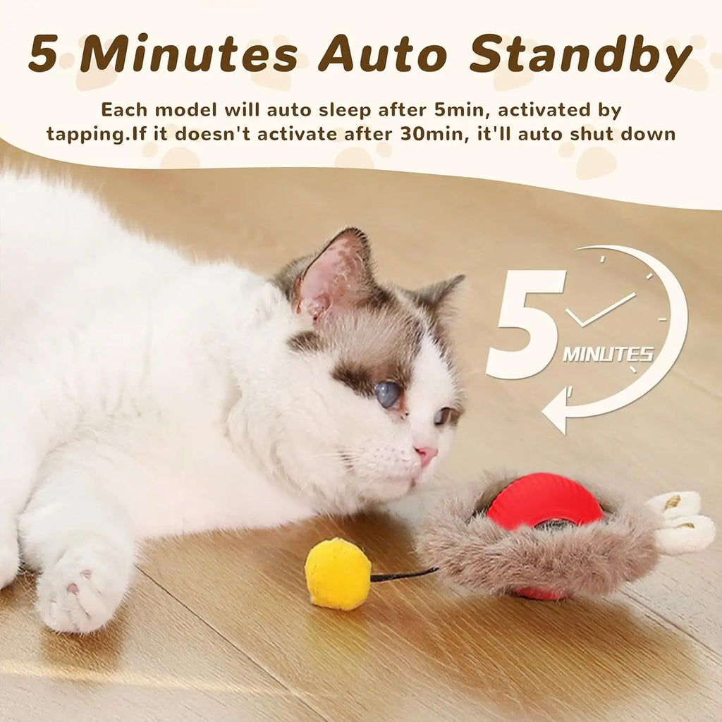 Cat Interactive ball Toy, Automatic Rolling Ball with Tail, Rechargeable Smart Pet Interactive Toy, Intelligent toy for Cat