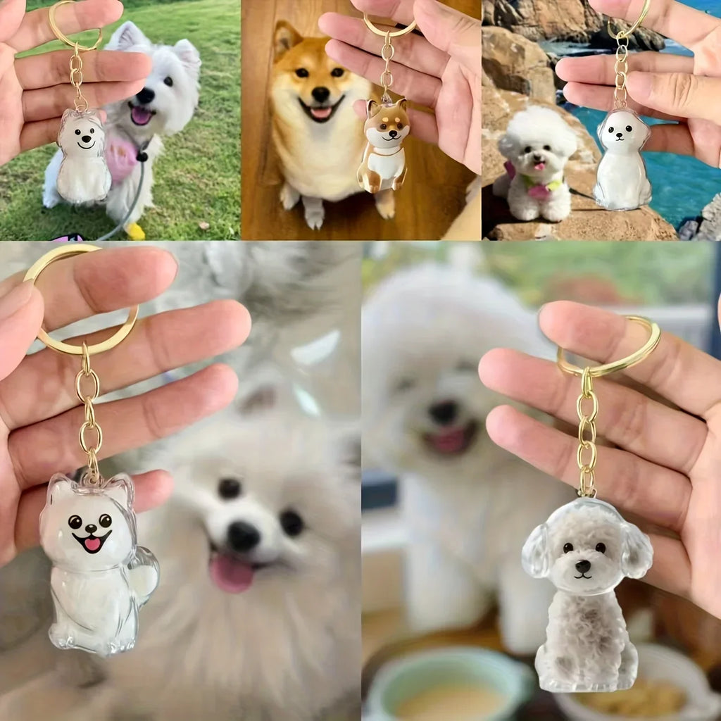 Cute Cat Hair Storage Container Ornament Transparent Pet Resin Capsule Ornament for Pet Lover DIY Portable Keychain Accessories