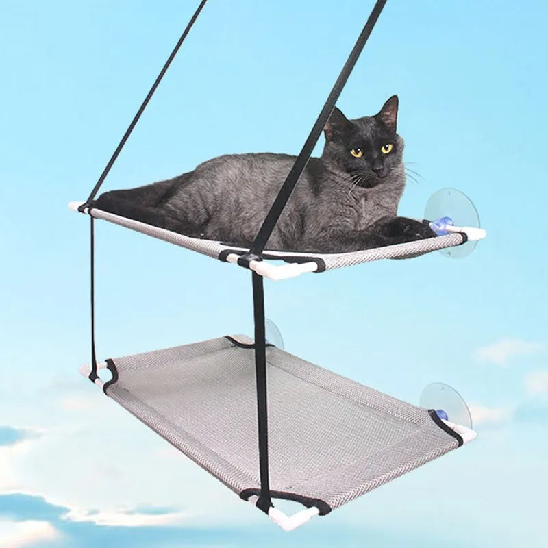 Cat Hammock Window Bed Kitten Sunny Seat Hanging Mount Beds Cat Sofa playing double-decker tunnels Suction Cup Wall Pet Hanging