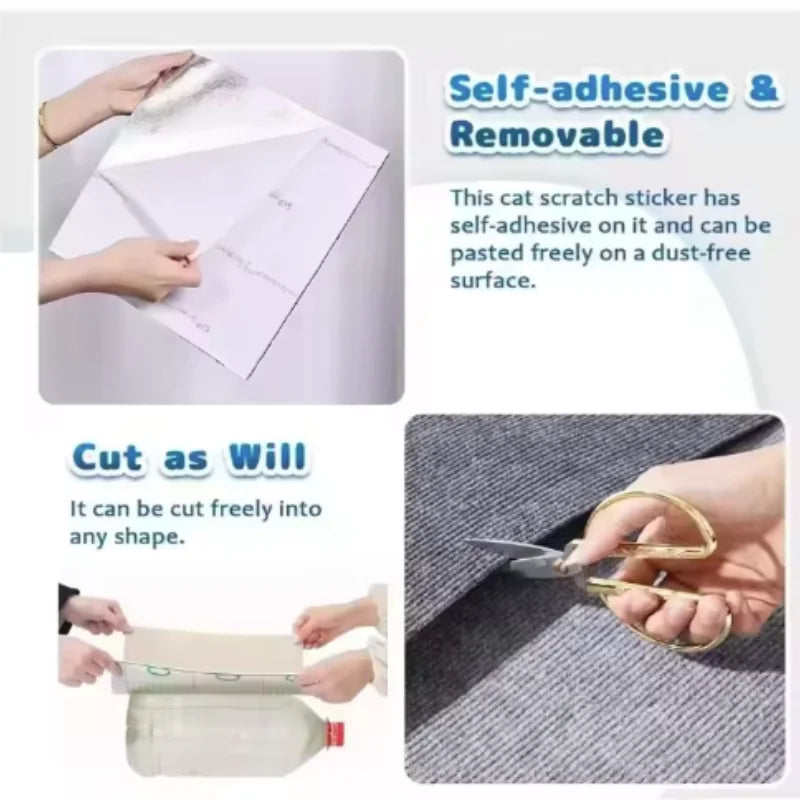 Cat Scratching Mat DIY Self-Adhesive Trimmable Carpet Cat Scratching Post Carpet for Anti-scratching Sofa Furniture Protection