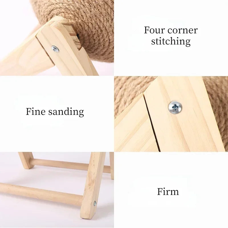 Cat Scratching Ball Wood Stand Pet Furniture Sisal Rope Ball Toys Kitten Climbing Scratcher Grinding Paws Scraper Accessories