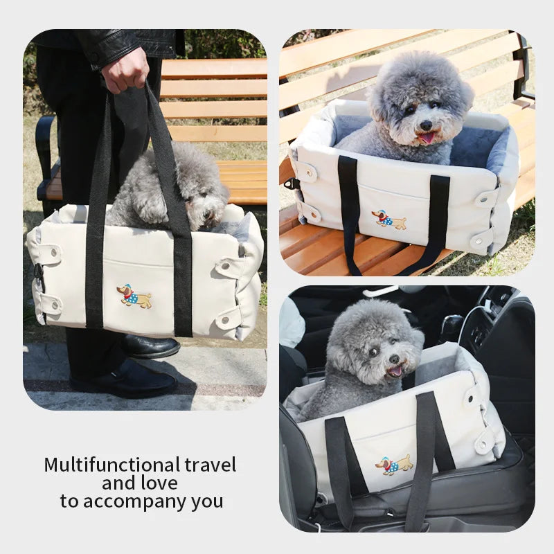 Dog Carrier Car Central Control Pet Safety Seat Dog House Cushion Pet Car Supplies Cat Mat Dog Car Seat Dog Nest PU Leather