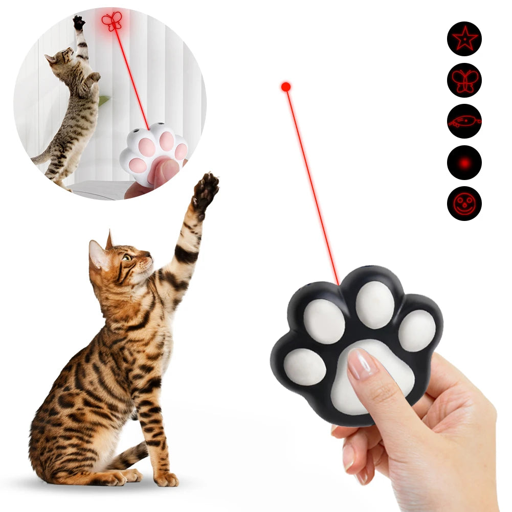 Cat Toys Laser Pointer with 5 Adjustable Patterns USB Rechargeable Training Chaser Interactive Cat Dogs Pets Laser Toy Laser Pen
