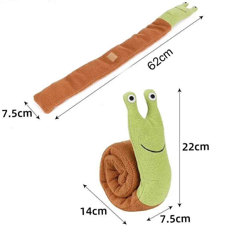 Snail shaped dog and cat toys, pet products, pet supplies, mats to hide food odors, training puzzles, and fun sniffing toys