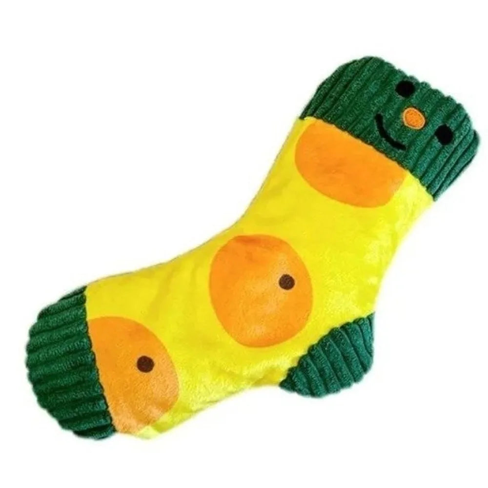 Cute Sound Making Pet Treat Dispenser Bite-Resistant Durable Chew Toy Squeaker Cartoon Socks Cat