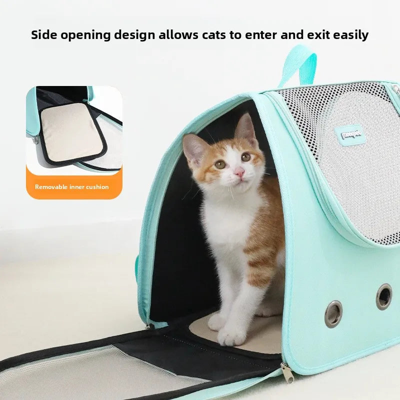 Cat bag hand-held dual shoulder two in one wear-resistant large capacity portable breathable mesh irresistible to cats