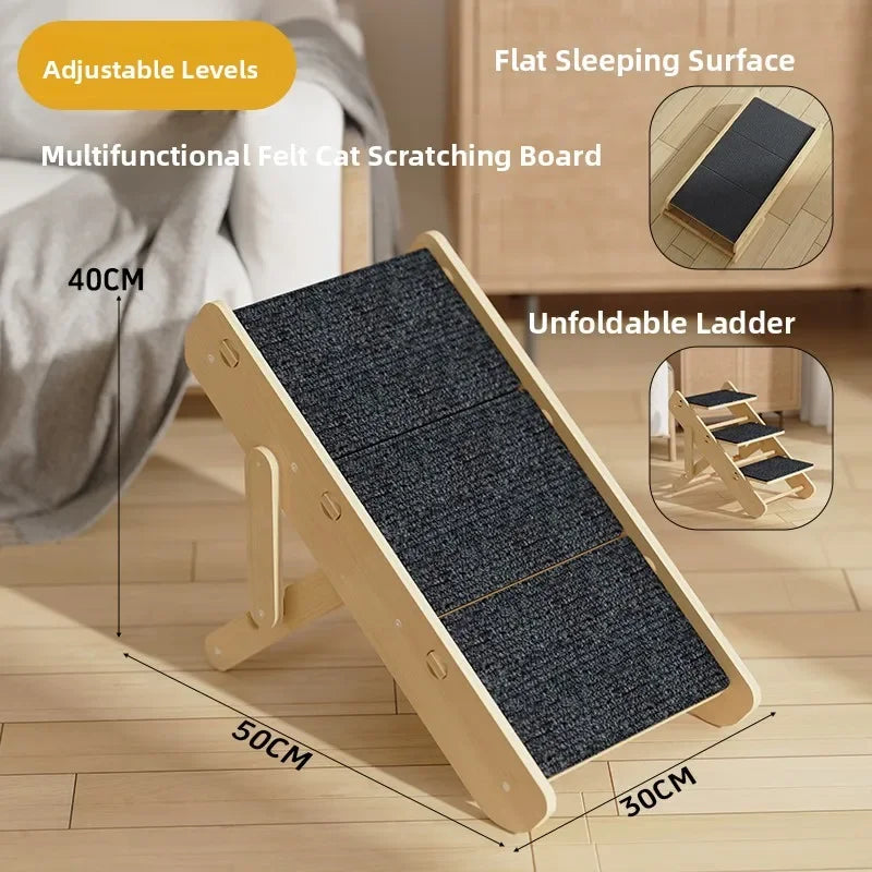Foldable Puppy Stairs Multi-Functional Ramp for Dogs Cat Scratching Board Pet Dog Stairs Portable Climbing Wear-Resistant Ladder