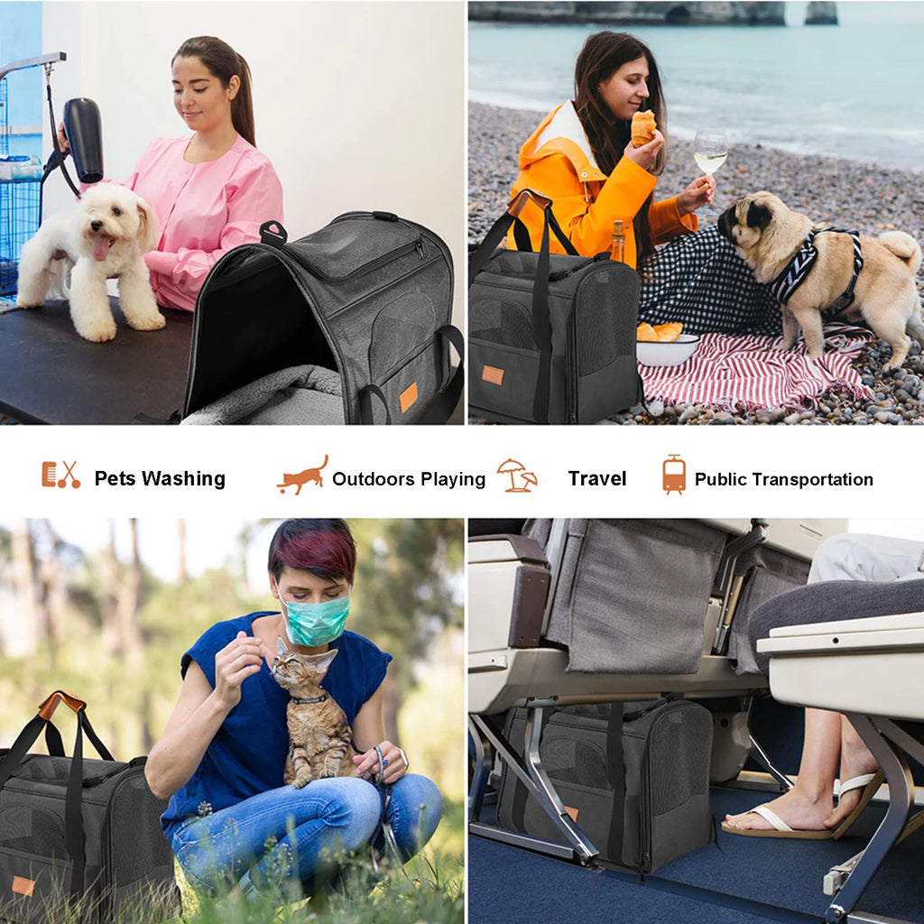 Cat Carrier Bag Breathable Foldable Pets Carriers for Dogs and Cats with Shoulder Strap Hands-Free Pets Carrying Bag for Cars