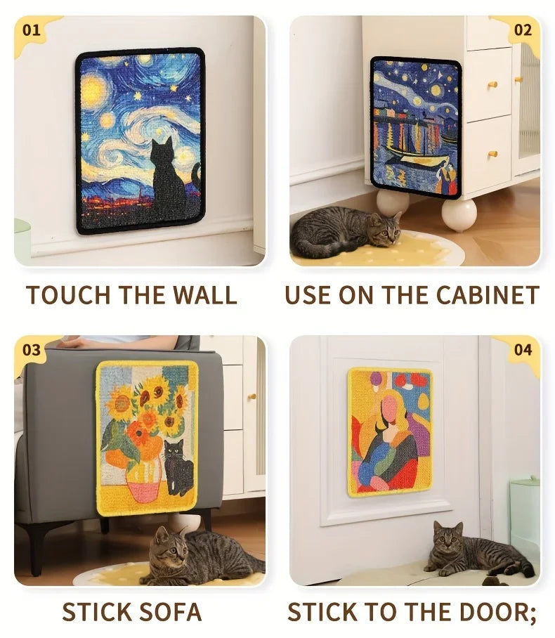 Durable Wall-Mounted Cat Scratching Post & Mat - Stitched Edges,Soft Fabric for Indoor Clawing Play,Space-Saving Design for Cats