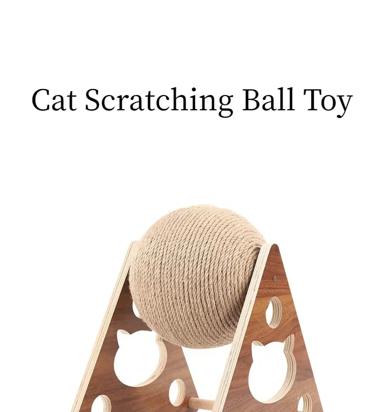 Cat Scratching Ball Wood Stand Pet Furniture Sisal Rope Ball Toys Kitten Climbing Scratcher Grinding Paws Scraper Accessories
