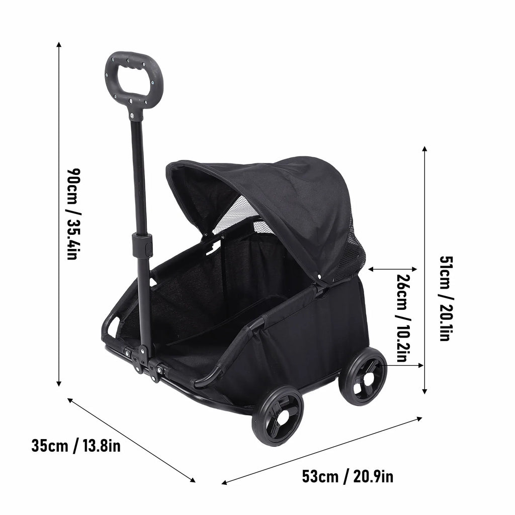 Foldable Pet Stroller with Canopy 4 Wheels Pet Strolling Cart for Small Dogs Cats Lightweight Easy Assembly Multifunctional Use