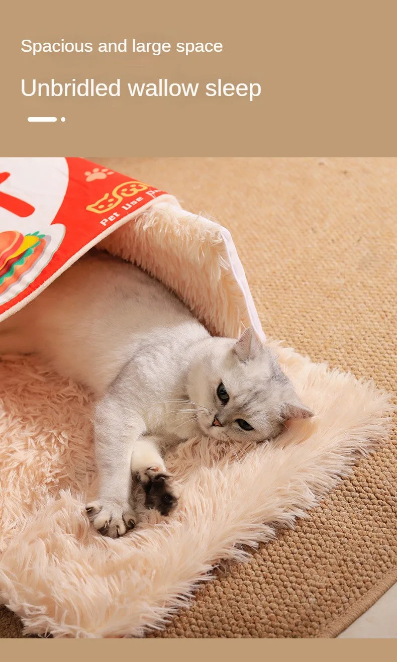 Cat Bed Pet Cat and Dog Bed Rectangular Fully Enclosed Security Biscuit Box Four-season Universal Pet Bed