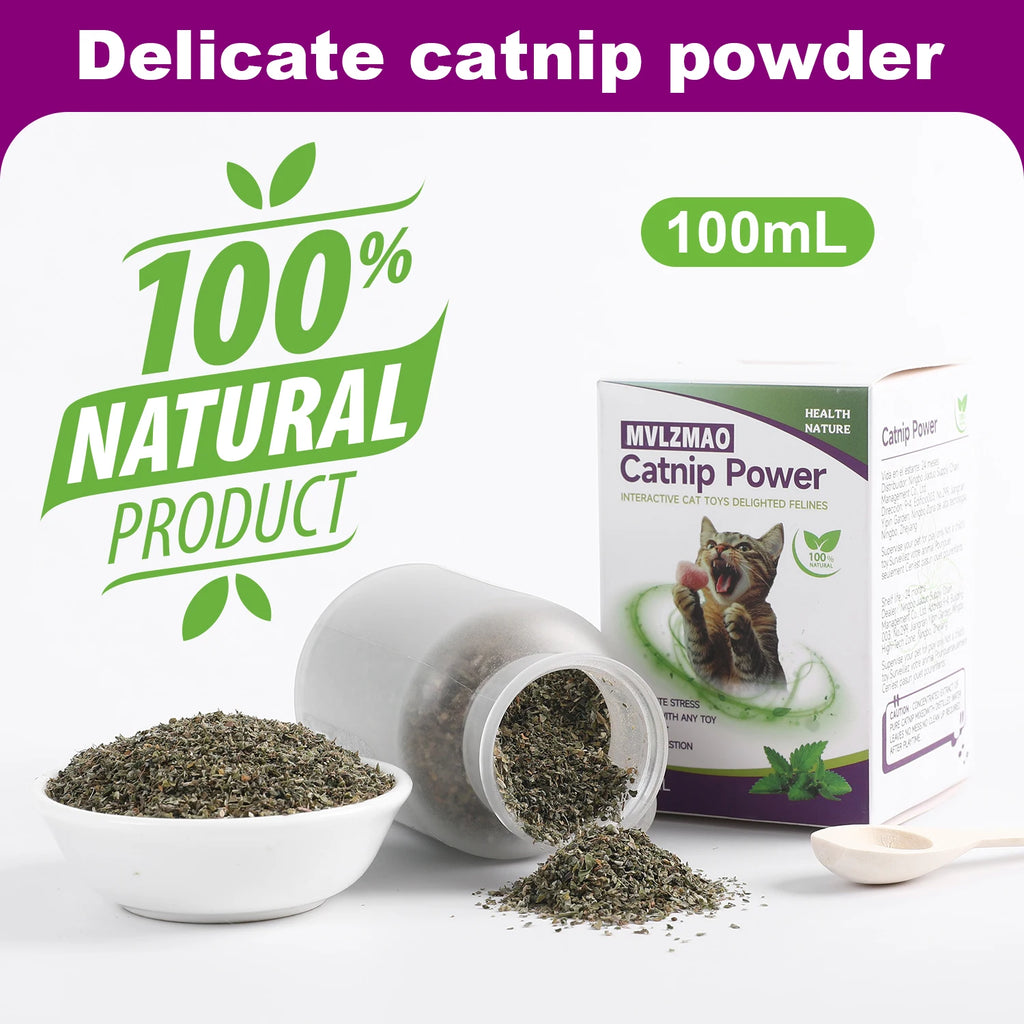 Catnip+Silvervine for Cats & Kittens Safety-Cut Premium Fine Cat Nip Blend Silvervine + Wooden Spoon，100 ML,Create a Monster!