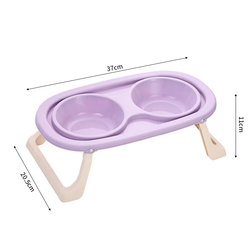 elevated Pet Cat Bowl Feeder Cat Food Bowl With Water Fountain Double Bowl Drinking Raised Stand Dish Bowls For Cats
