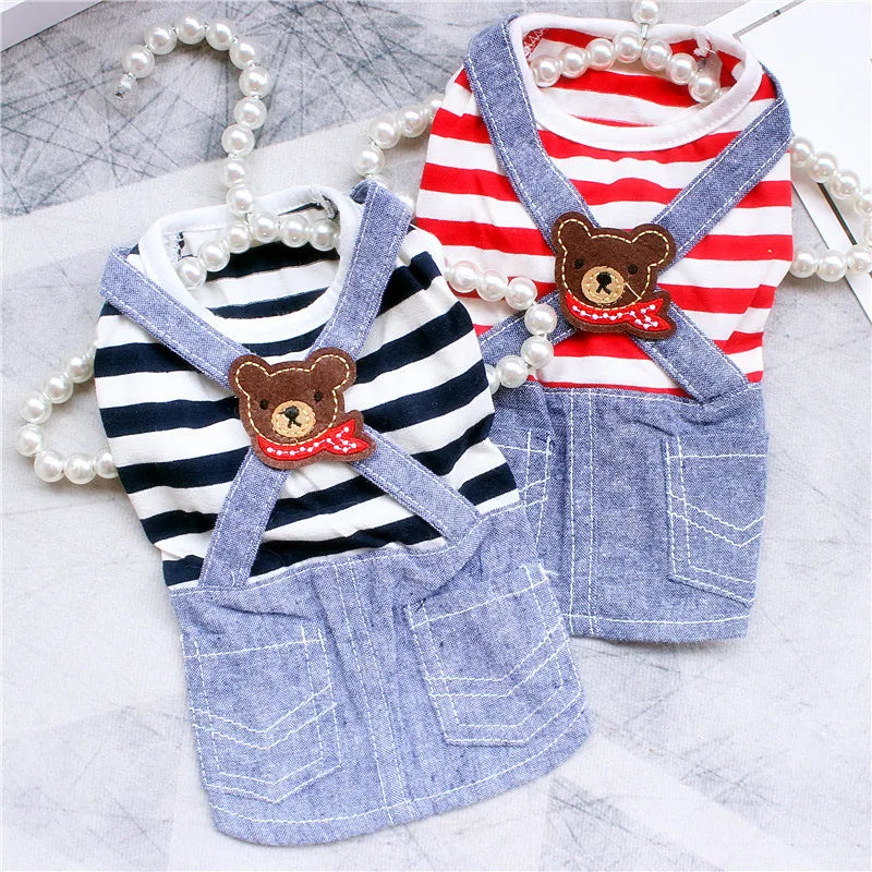 Cute Pets Clothes For Yorkshire Terrier Dogs Little Puppies Small Animals Breeds Striped Summer Wedding Princess Cats Dresses