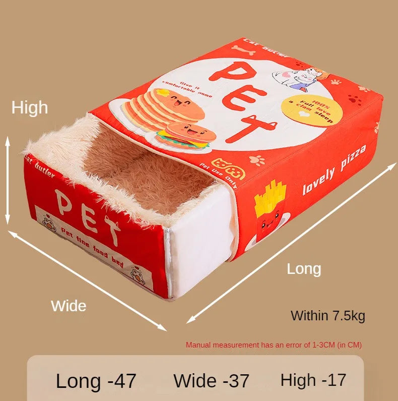Cat Bed Pet Cat and Dog Bed Rectangular Fully Enclosed Security Biscuit Box Four-season Universal Pet Bed