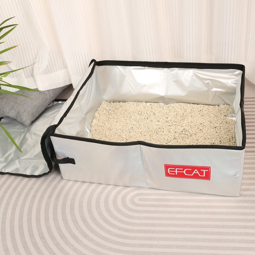 EFCAT Portable Cat Simple Litter Box With Cover Foldable Waterproof Large Size Outdoor Pet Kitten Travel Toilet