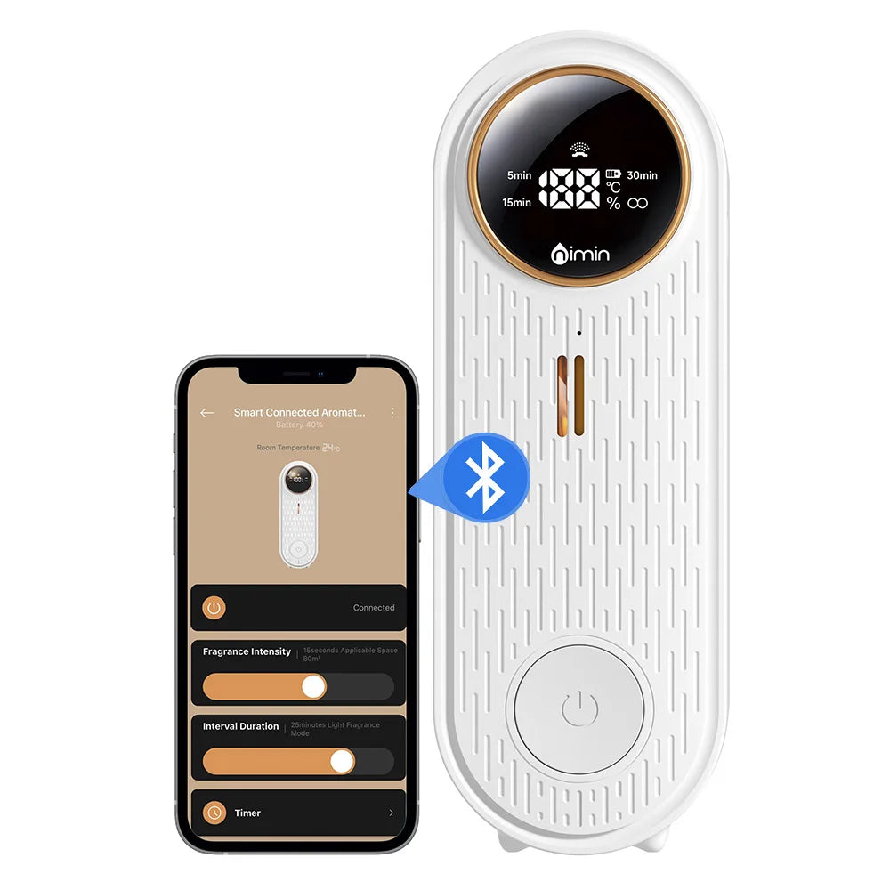 Essential Oil Diffuser with APP Control, Aroma Diffuser (Auto Spray, Desktop Wall Mountable) for Home Office, with Refill Liquid