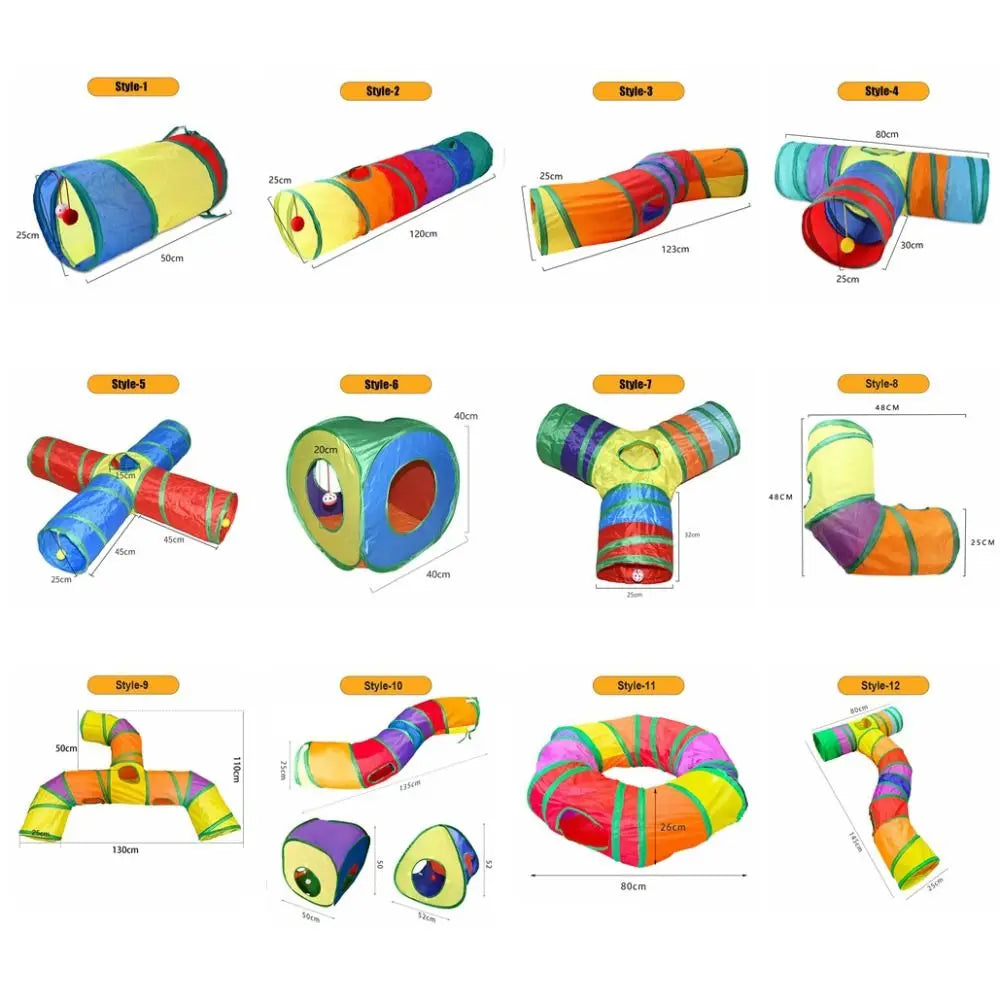 Foldable Cat Tunnel Tube Collapsible Cat Nest Pet Training Interactive Fun Play Toy Rabbit Guinea Pig Tent Maze Tunnel