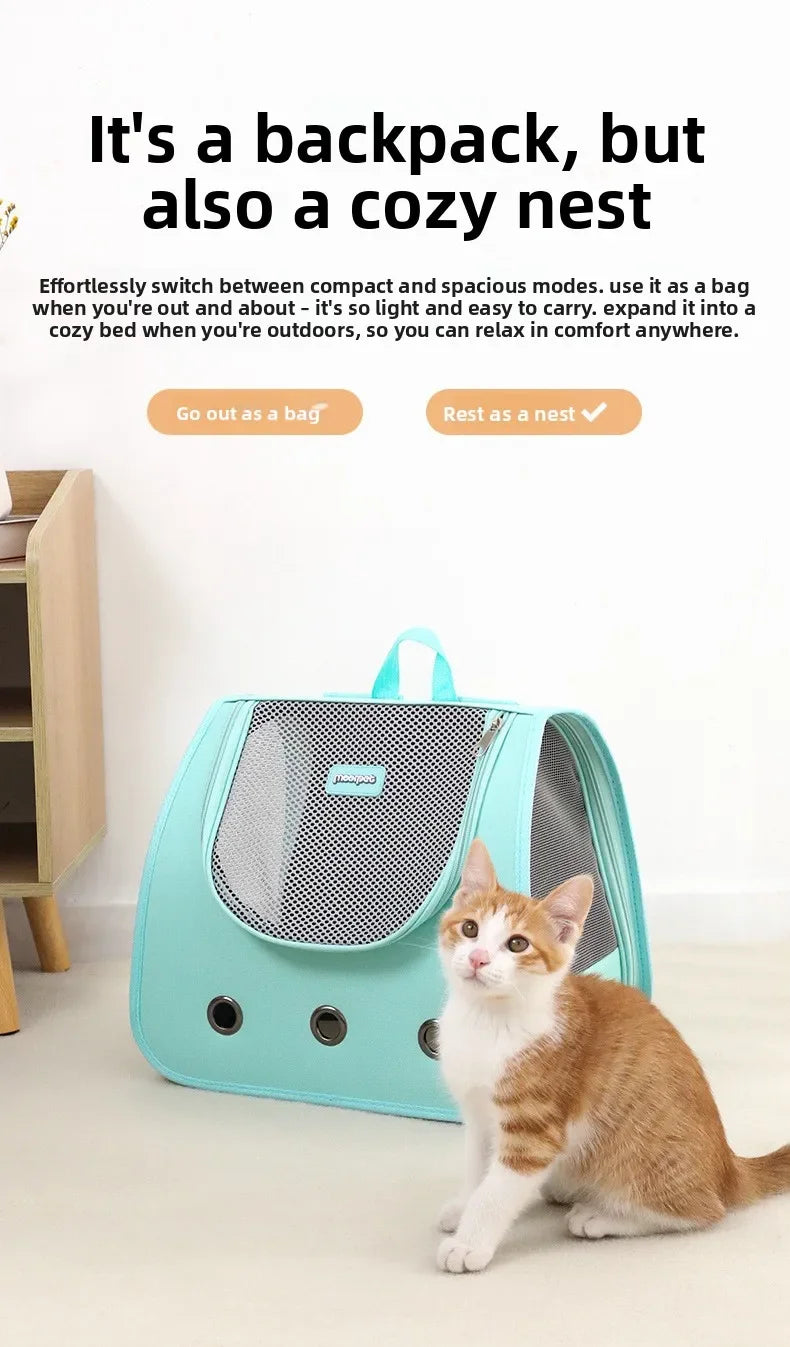 Cat bag hand-held dual shoulder two in one wear-resistant large capacity portable breathable mesh irresistible to cats